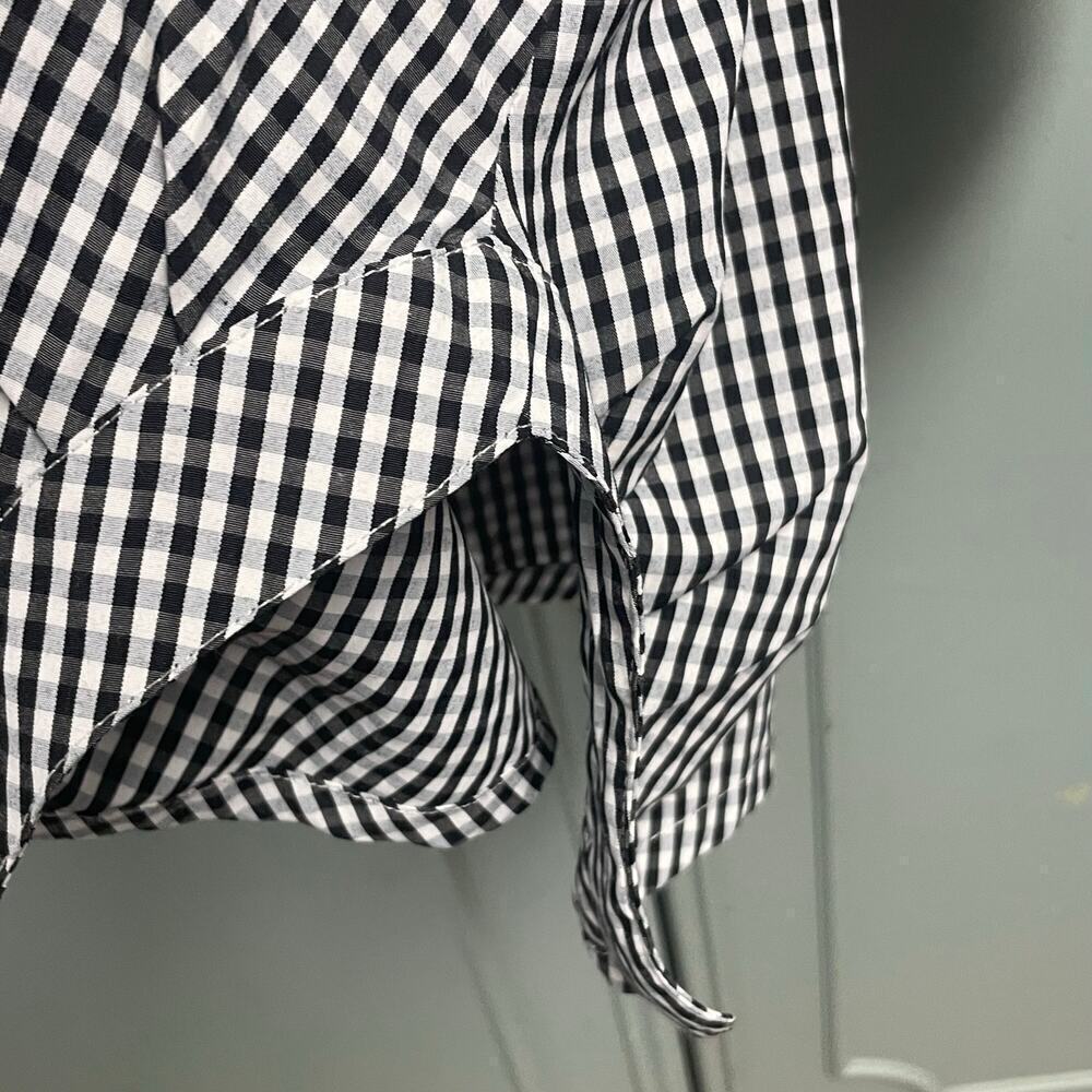 IC By Connie K Black White Gingham Button Back Blouse Size XL Plaid Classic - Picture 5 of 6